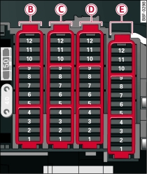 Luggage compartment, right side: Fuse carrier with plastic frames